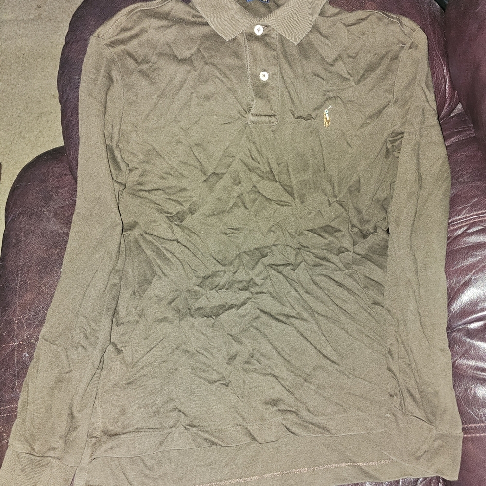 Polo Ralph Lauren Shirt SZ Med Brown Long Sleeve Pima Soft Touch $20obo